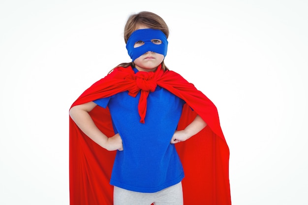 Masked girl pretending to be superhero