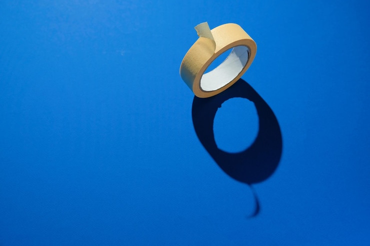 Photo masking tape on a blue background