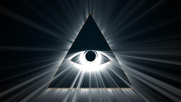 mason symbolism all seeing eye computer generated 3d rendering of radiant delta on dark background