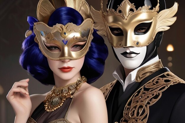 Masquerade Elegance New Years Ball with Masks and Costumes