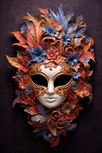 Маскарадная маска с павловскими перьями, созданная ИИ