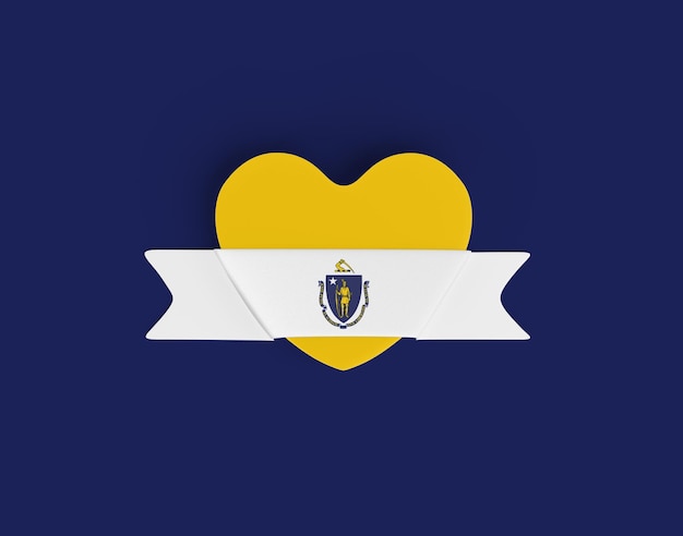 Massachusetts Flag Heart Banner