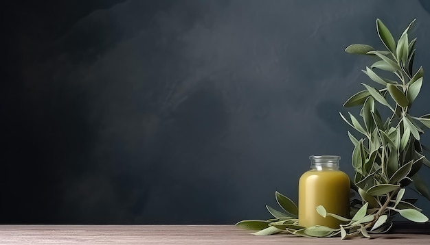 Massage oils on a wooden table