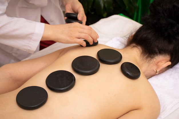 Photo massage with hot basalt stones