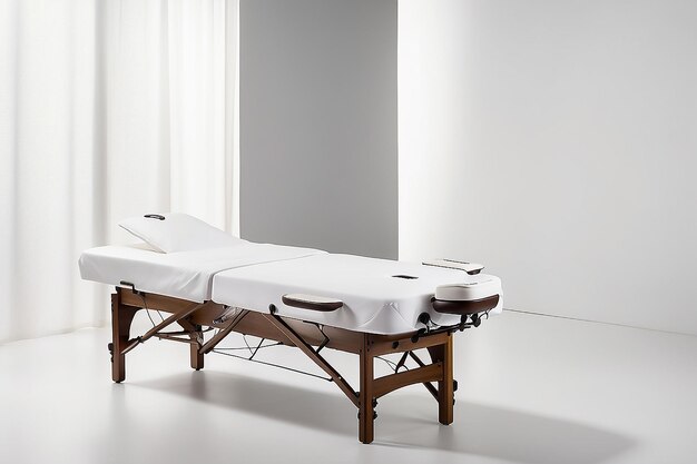 Foto massagetafel met witte lakens