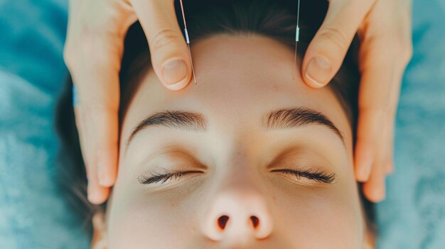 A masseuse performs acupuncture