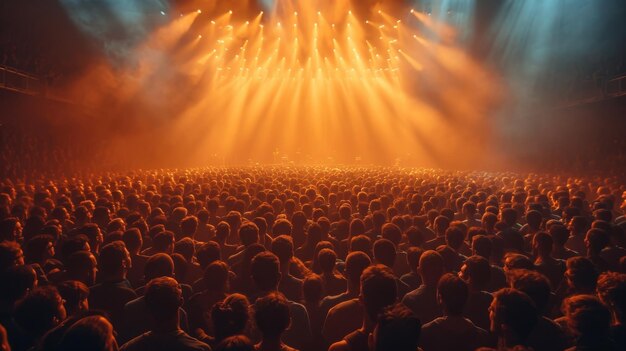 Massieve feestelijke podiumverlichting live concert zomer muziekfestival.