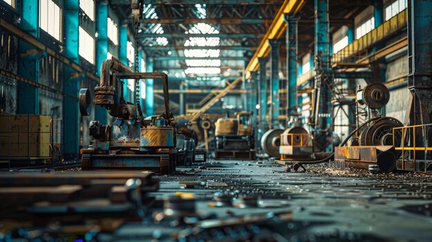 Foto massieve machine in een drukke fabriek