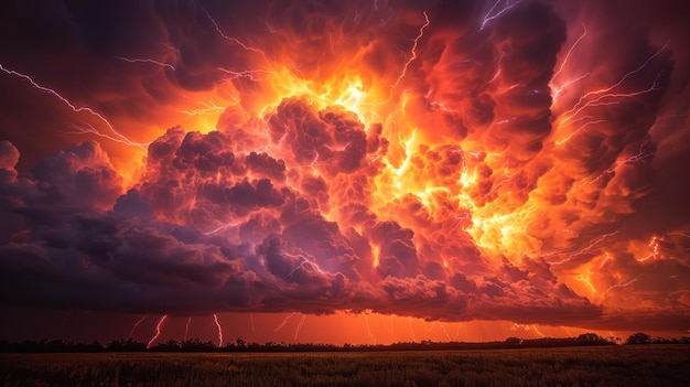 Massieve wolk gevuld met bliksem