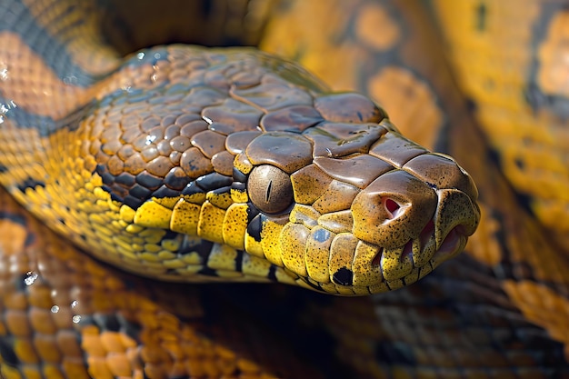 Photo massive anaconda snake macro generate ai