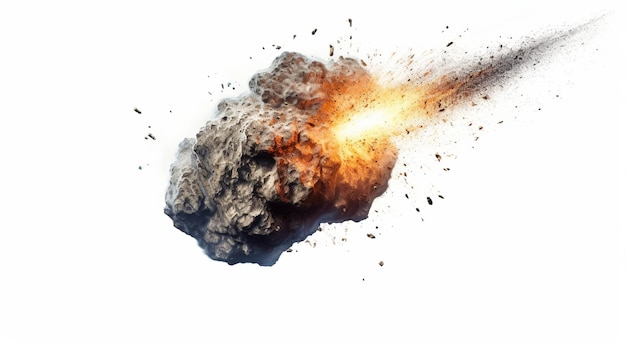 Foto massicci asteroidi meteora cometa o meteorite isolato su sfondo bianco generatrice ai