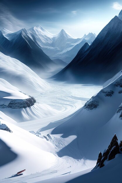 Massive avalanche and blizzard Snow Mountain
