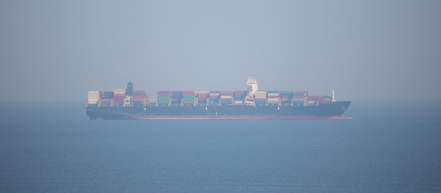 Massive cargo ship displaying the global shipping industry