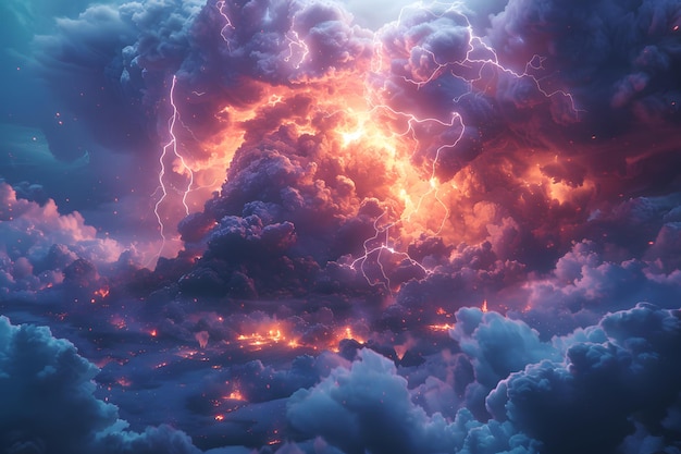 激しい雷で満たされた巨大なクムロニンブス雲