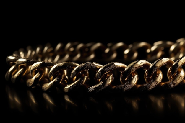 Massive golden braided chain on a dark background AI generated