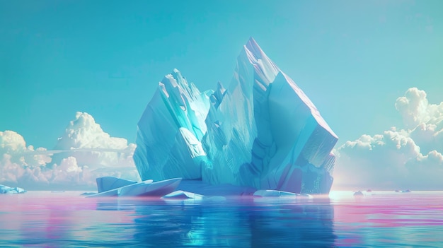 Massive Iceberg Floating in Ocean