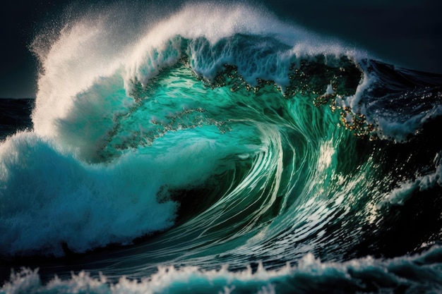 Massive ocean wave crashing down Generative AI