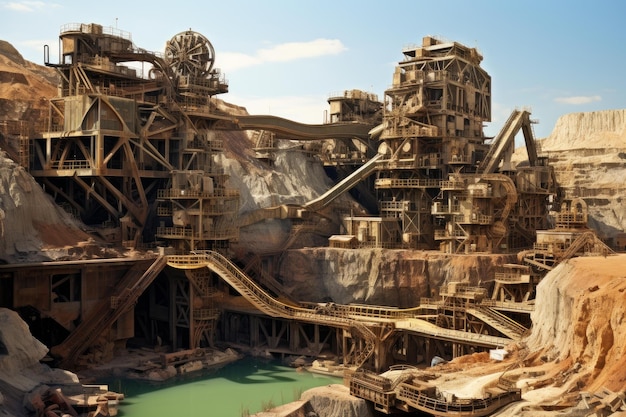 Photo massive quarry machinery mine iron generate ai