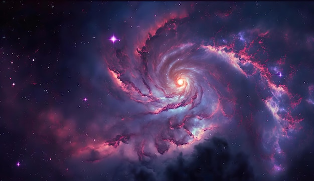 A massive spiral galaxy floating in the vastness of space created with generative AI technology