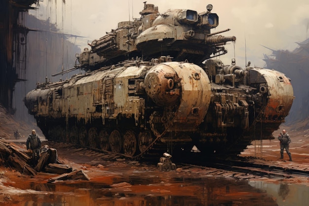 a Massive Tank Stuck In Mud Ready For War Generative AI