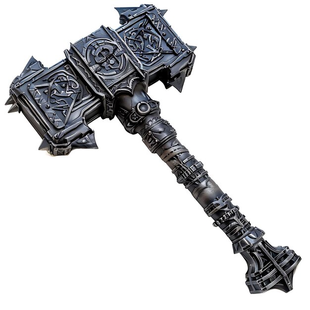 Photo massive titanium warhammer reinforced with adamantine and ca game asset 3d isolated design concept