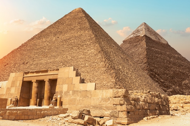 Mastaba of Seshemnefer IV and the Pyramids of Giza, Egypt.