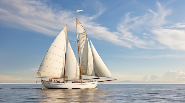 Photo masted sailboat leisurely sailing on calm waters ai generated