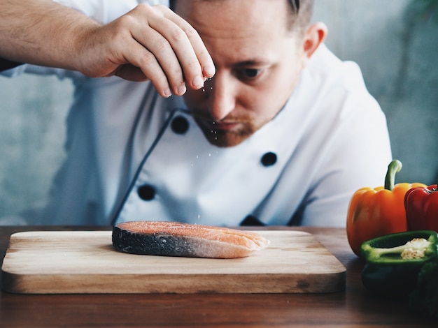 Master chef cooking in kitchen