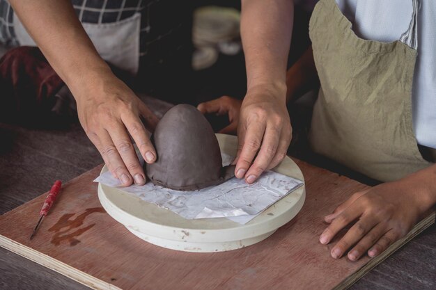 The master class in big workshop on making clay products