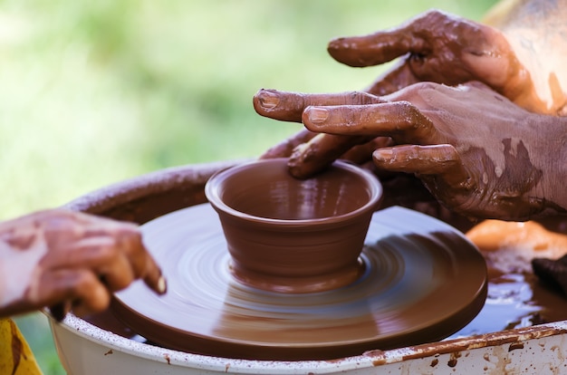 Master class on pottery a closeup