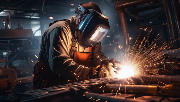 Master of Craft Skilled Welder at Work in Industrial Environment