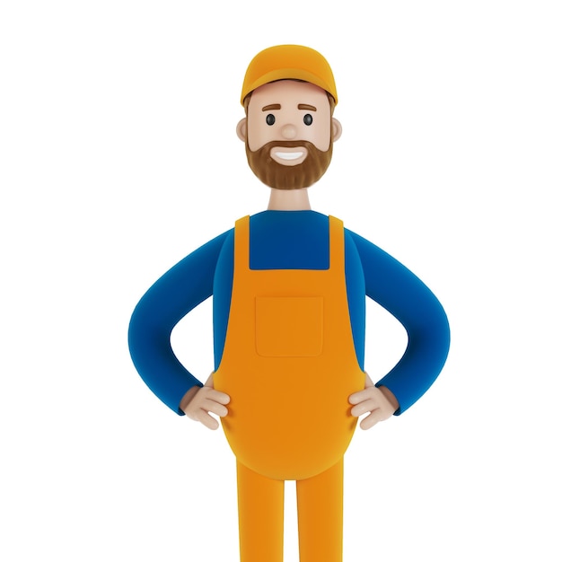 Master for an hour Builder 3D illustration in cartoon style
