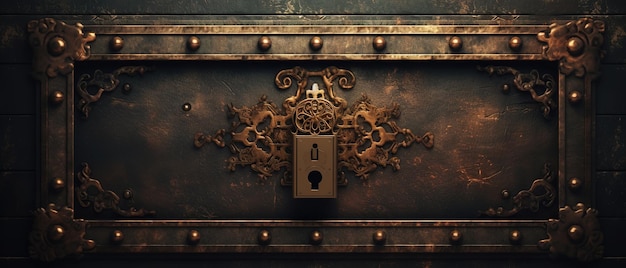 마스터 키홀 보안 금고 안전 보관 개념 오래된 문 또는 상자의 키홀