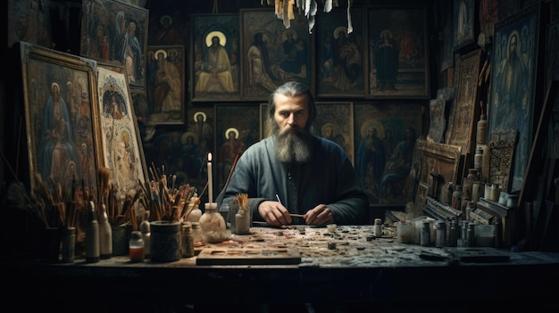 Masterful Russian icon painter brings saints to life on wooden panel