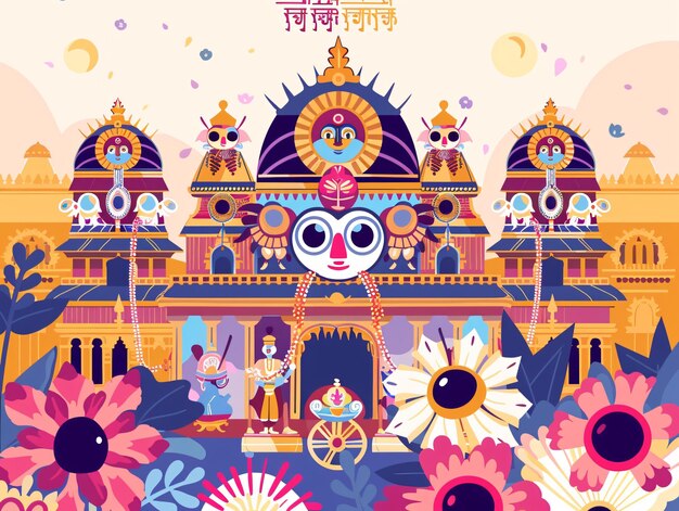 Photo mastering the art of colorful vector illustration capturing the spirit of the indian festival rath