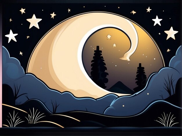 Photo a masterpiece illustration of night landscape