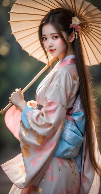 Foto un capolavoro di un folklore tradizionale con un ombrello