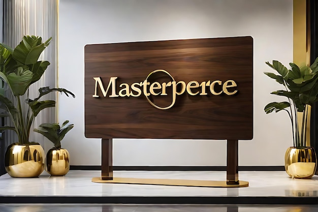 Masterpiece Large HighGloss Walnut Outdoor Signage with Brass Letters