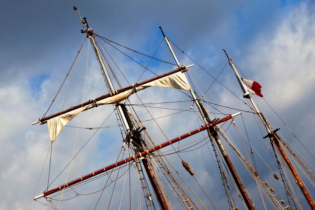 Masts and sails an old sailboat