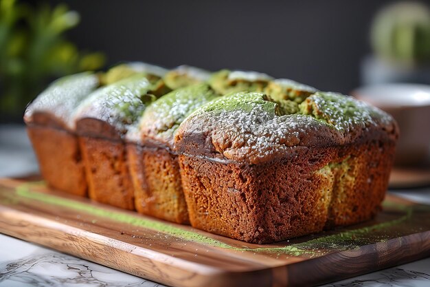 写真 matcha banana bread with a green matcha powder is perfect for breakfast or a snack