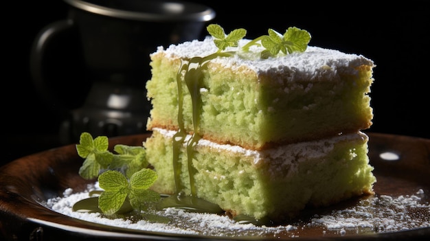 matcha coconut cake professional photography Generative Ai