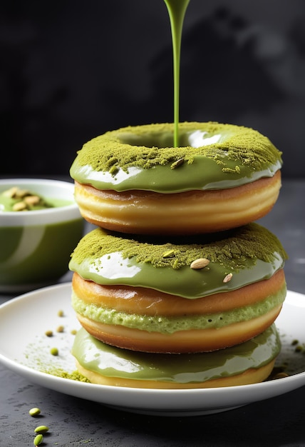 Matcha donut with pistachio