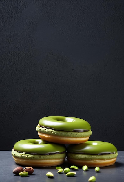 Matcha donut with pistachio