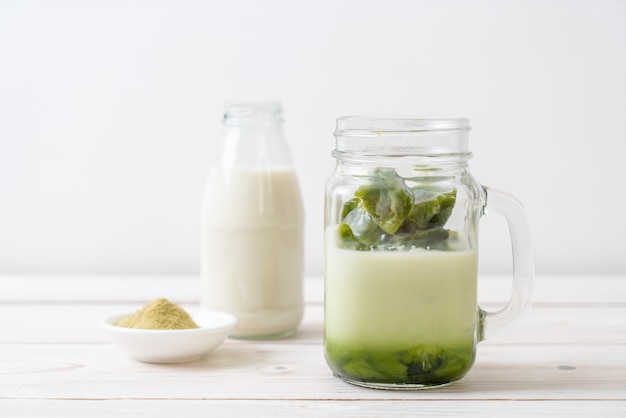 matcha green tea ice cube with milk