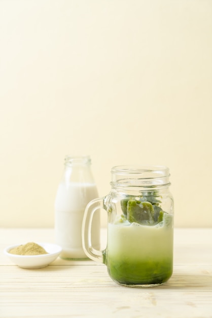 matcha green tea ice cube with milk