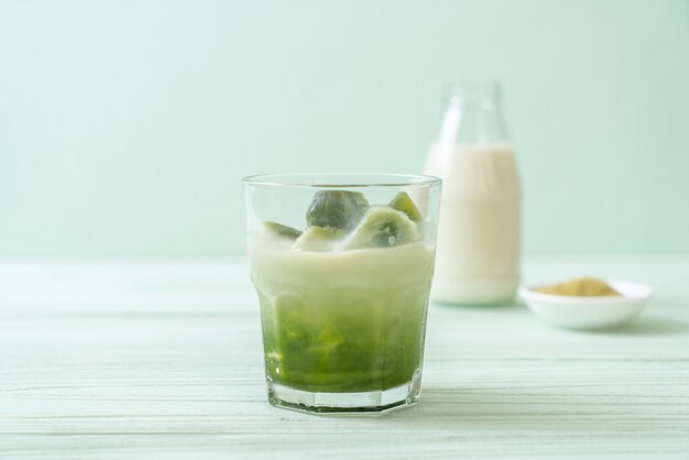 matcha green tea ice cube with milk