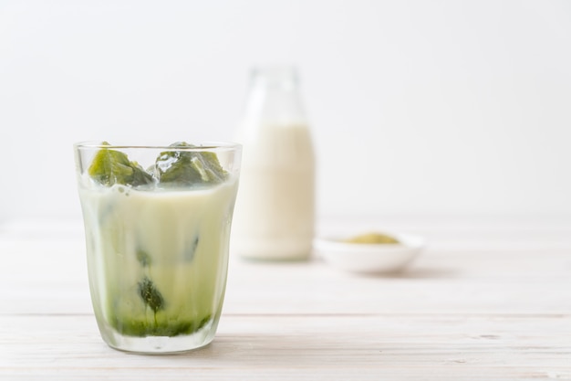 matcha green tea ice cube with milk