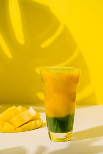 matcha green tea vegan smoothie with mango