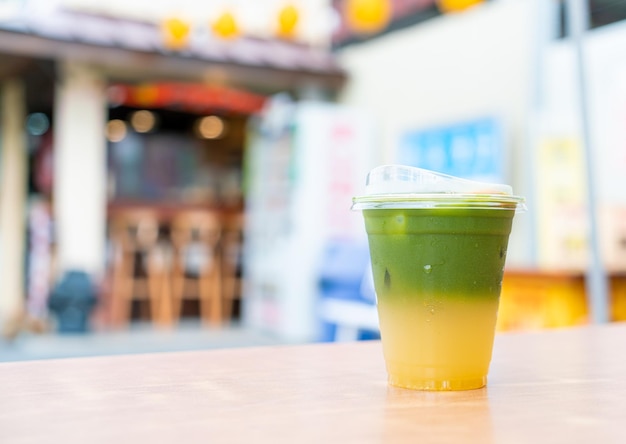 Matcha green tea with yuzu soda