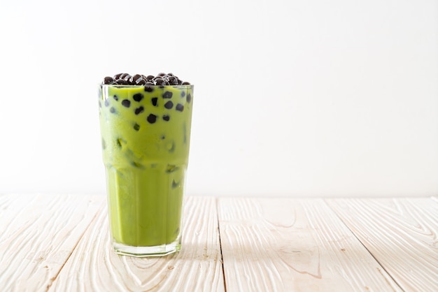 matcha groene thee latte met bubbel